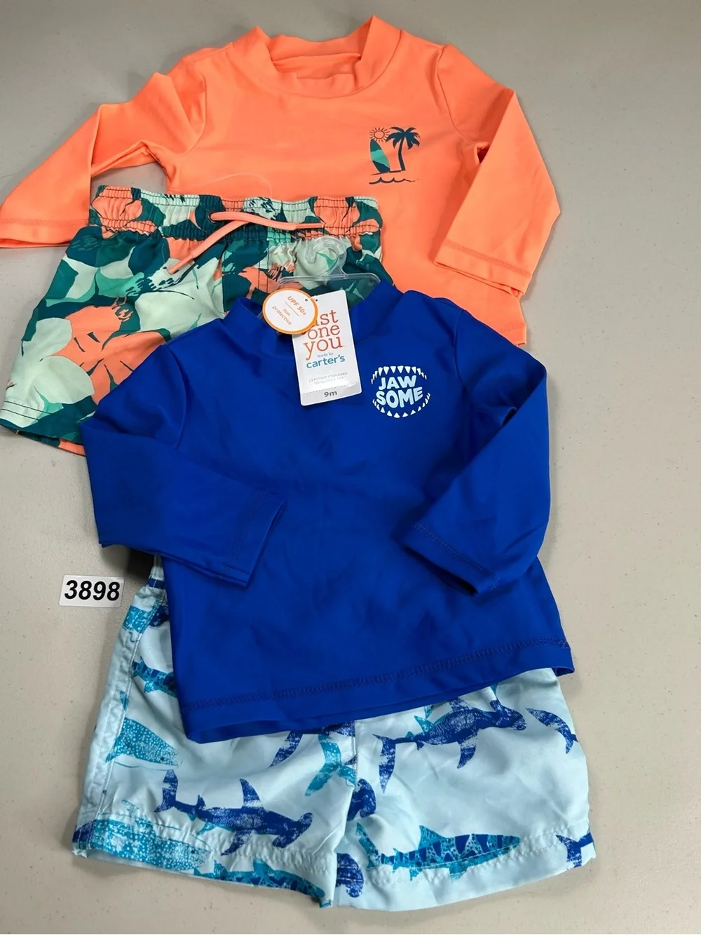 Carter’s Just One You Boys Rash Guard 9 Months  Swimwear 4 Piece